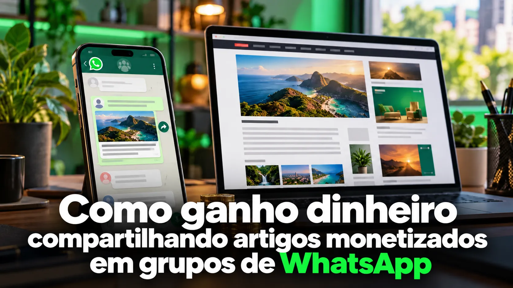 Como ganho dinheiro compartilhando artigos monetizados em grupos de WhatsApp
