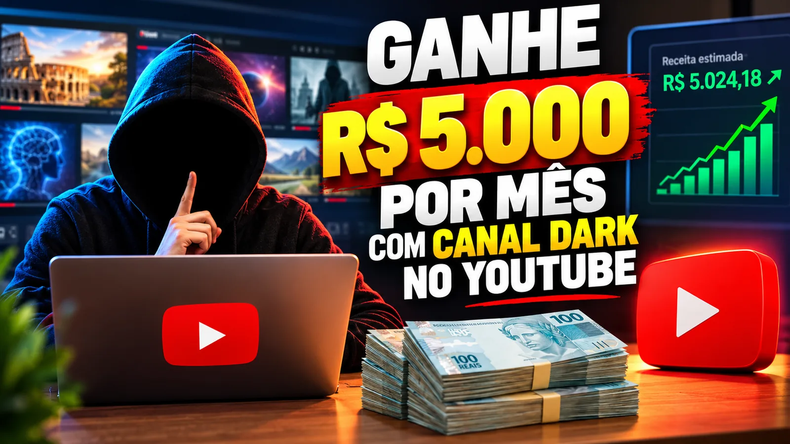 Como ganhar R$ 5 mil por mês com um canal dark no YouTube: guia para começar do zero em 2026